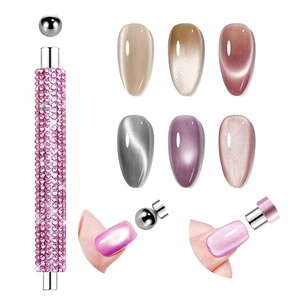 image:imageJODSONE 3in1 Cat Eye Magnet Nail Art ToolPink Gold Cylindrical amp Round Ball Nail Magnet Pens MultiEffect Magnets for Cat Eye Gel Polish DIY at Home SalonMagnet Only No Gel IncludedRhinestone