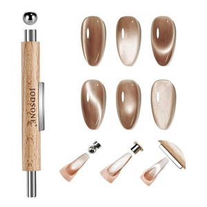 image:imageJODSONE 3in1 Cat Eye Magnet Nail Art ToolPink Gold Cylindrical amp Round Ball Nail Magnet Pens MultiEffect Magnets for Cat Eye Gel Polish DIY at Home SalonMagnet Only No Gel IncludedBrown