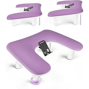 image:imageJODSONE UShaped Brown Arm Rest for Nails Tech with Rotating 360BuiltIn Phone Holder and Adjustable Nail Arm Rest Detachable Manicure Hand Rest for Salon DesignPurpleWithout Mat