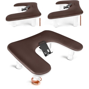 image:imageJODSONE UShaped Brown Arm Rest for Nails Tech with Rotating 360BuiltIn Phone Holder and Adjustable Nail Arm Rest Detachable Manicure Hand Rest for Salon DesignBrownWithout Mat