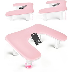 image:imageJODSONE UShaped Brown Arm Rest for Nails Tech with Rotating 360BuiltIn Phone Holder and Adjustable Nail Arm Rest Detachable Manicure Hand Rest for Salon DesignPinkWithout Mat