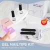 image:imageJODSONE Gel Nail Kit Square Nail Tips 480PCS Mini Rechargeable Nail Lamp Pre Shaped Clear Full Cover Fake Nails Tips with Nail Glue amp Top Coat U V LED Curing Lamp DIY Manicure Gifts for WomenLamp Clear Nail TipsShort Water drop1