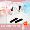 image:imageJODSONE Gel Nail Kit Square Nail Tips 480PCS Mini Rechargeable Nail Lamp Pre Shaped Clear Full Cover Fake Nails Tips with Nail Glue amp Top Coat U V LED Curing Lamp DIY Manicure Gifts for WomenLamp Clear Nail TipsLong Almond1