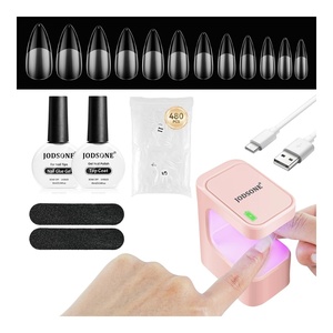 image:imageJODSONE Gel Nail Kit Square Nail Tips 480PCS Mini Rechargeable Nail Lamp Pre Shaped Clear Full Cover Fake Nails Tips with Nail Glue amp Top Coat U V LED Curing Lamp DIY Manicure Gifts for WomenLamp Clear Nail TipsLong Almond1