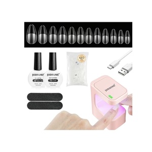 image:imageJODSONE Gel Nail Kit Square Nail Tips 480PCS Mini Rechargeable Nail Lamp Pre Shaped Clear Full Cover Fake Nails Tips with Nail Glue amp Top Coat U V LED Curing Lamp DIY Manicure Gifts for WomenLamp Clear Nail TipsShort Water drop1