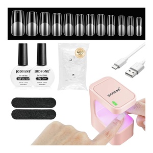 image:imageJODSONE Gel Nail Kit Square Nail Tips 480PCS Mini Rechargeable Nail Lamp Pre Shaped Clear Full Cover Fake Nails Tips with Nail Glue amp Top Coat U V LED Curing Lamp DIY Manicure Gifts for WomenLamp Clear Nail TipsSquare1