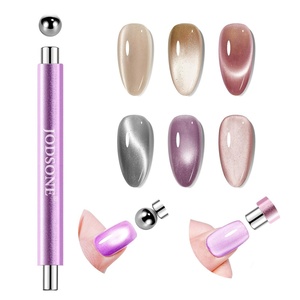 image:imageJODSONE 3in1 Cat Eye Magnet Nail Art ToolPurple Cylindrical amp Round Ball Nail Magnet Pens MultiEffect Magnets for Cat Eye Gel Polish DIY at Home SalonPurple