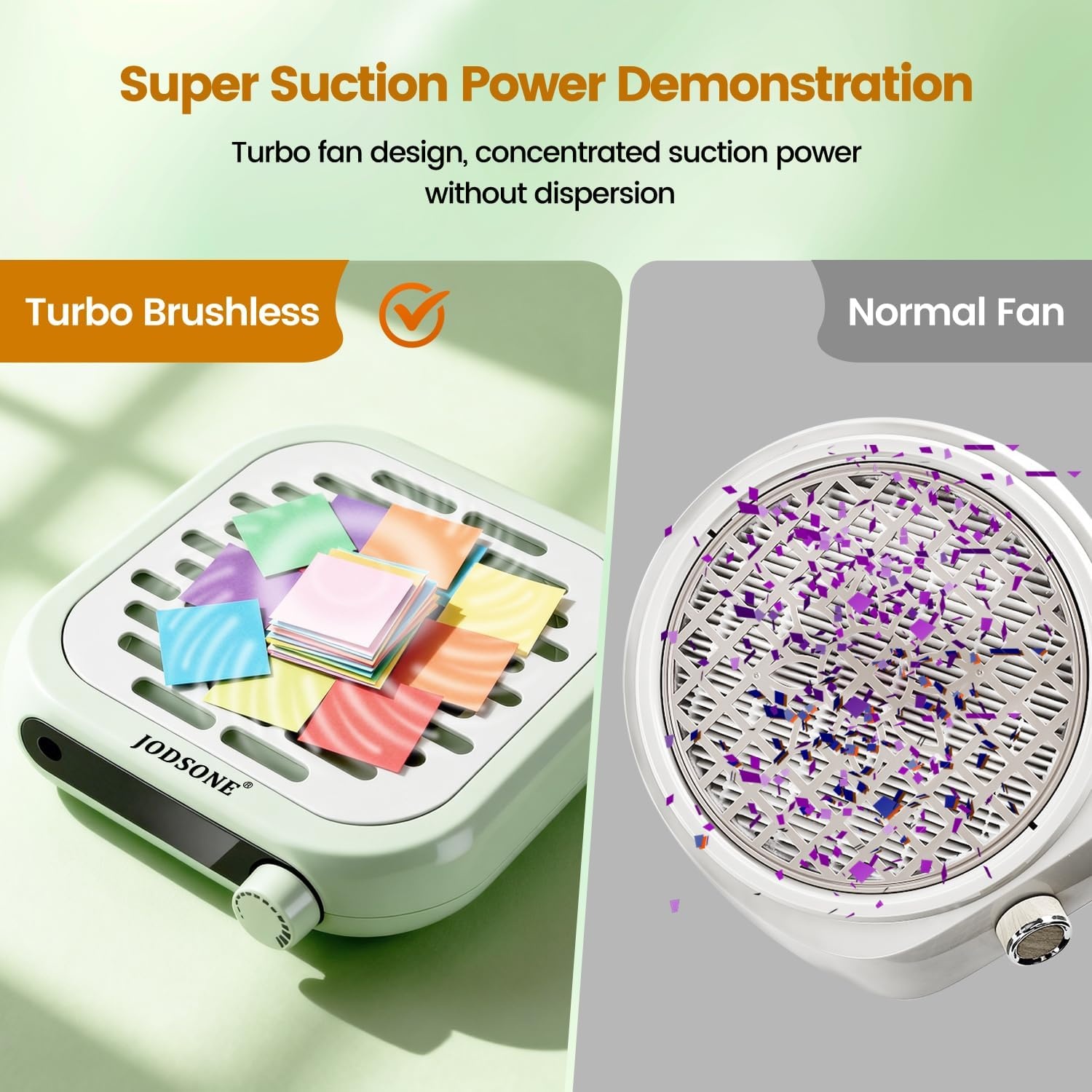 image:imageJODSONE 6000RPM Mini Nail Dust Collector PocketSized Powerful Suction Portable Nail Salon with 30 Filters Green