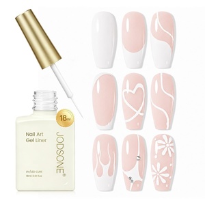 image:imageJODSONE White Nail Art Gel Liner 18ml UV Gel Polish Thin Brush  Classic White Color Nail Art Polish French Tip Tool UVLED Cure Required BuiltIn Thin Brush for DIY Manicure At HomeLMK02