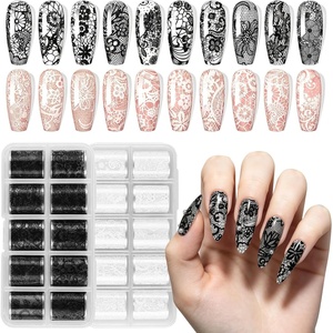 image:imageJODSONE 20 Rolls Lace Nail Foils Black and White Lace Nail Art Transfer Sheets Must Be Used with Nail Foil Glue Transfer Foils for Manicure Salon amp Home Use Not SelfAdhesive Stickers