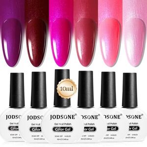 image:imageJODSONE 10ml Gel Nail Polish Set Red Glitter 6Colors Glitter Rose Red Gel Polish Lacquer Glossy Art for Nail and Salon Need U V LampB1015B1020
