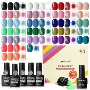 image:imageJODSONE 25 PCS Jelly Gel Nail Polish Set 20 Colors Nude Neutral Pink Transparent with Base Glossy Matte Glitter Top Coat Blooming Gel Cure Needed for Nail Art DIYRed