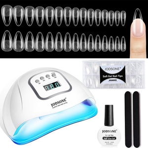 image:imageJODSONE Gel Nail Kit210Pcs BS74 Short Almond Nail Tips with U V LightSilver