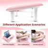 image:imageJODSONE UShaped White Manicure Arm Rest for Nails Tech with Rotating 360BuiltIn Phone Holder and Adjustable Nail Arm Rest Detachable Manicure Hand Rest for Salon Design Includes White Nail MatPinkWith Mat