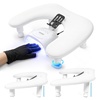 image:imageJODSONE UShaped White Manicure Arm Rest for Nails Tech with Rotating 360BuiltIn Phone Holder and Adjustable Nail Arm Rest Detachable Manicure Hand Rest for Salon Design Includes White Nail MatWhiteWith Black Gloves