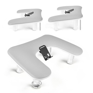 image:imageJODSONE UShaped White Manicure Arm Rest for Nails Tech with Rotating 360BuiltIn Phone Holder and Adjustable Nail Arm Rest Detachable Manicure Hand Rest for Salon Design Includes White Nail MatGrayWithout Mat