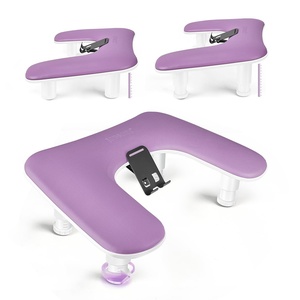 image:imageJODSONE UShaped White Manicure Arm Rest for Nails Tech with Rotating 360BuiltIn Phone Holder and Adjustable Nail Arm Rest Detachable Manicure Hand Rest for Salon Design Includes White Nail MatPurpleWithout Mat