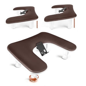 image:imageJODSONE UShaped White Manicure Arm Rest for Nails Tech with Rotating 360BuiltIn Phone Holder and Adjustable Nail Arm Rest Detachable Manicure Hand Rest for Salon Design Includes White Nail MatBrownWithout Mat